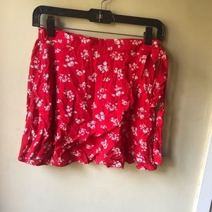 Red floral skirt